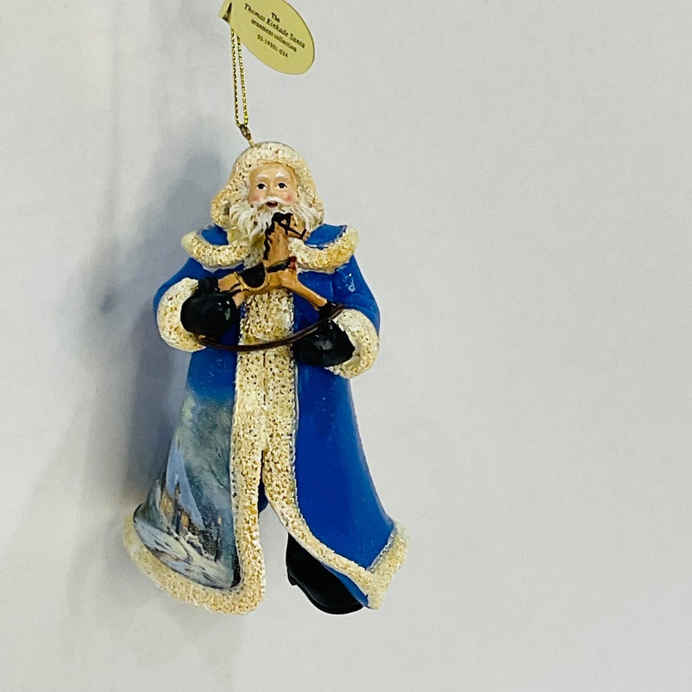 Ashton Drake‎ Thomas Kinkade Santa Claus ornament rocking horse Christmas blue